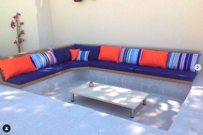 coussin exterieur sur mesure orange bleu