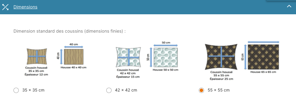 configurateur coussin en ligne