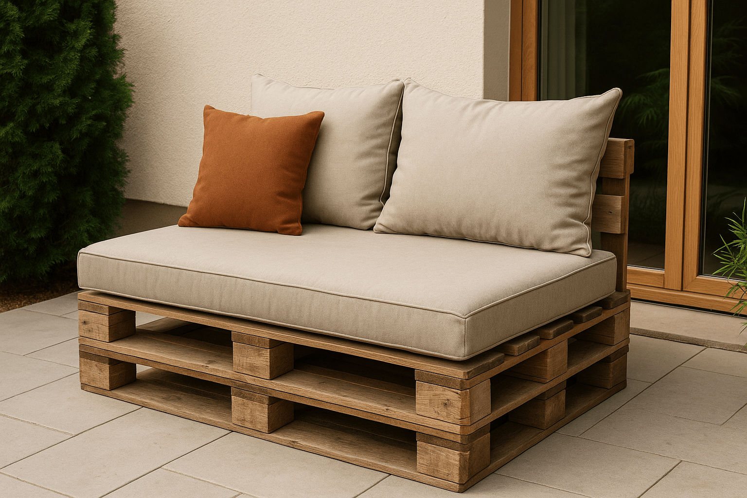 installer des coussins sur une palette